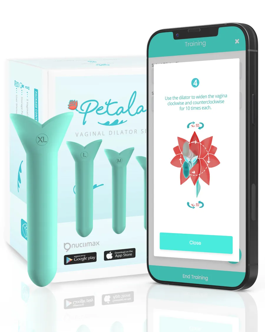 Petala dilator set with packaging and companion app training screen