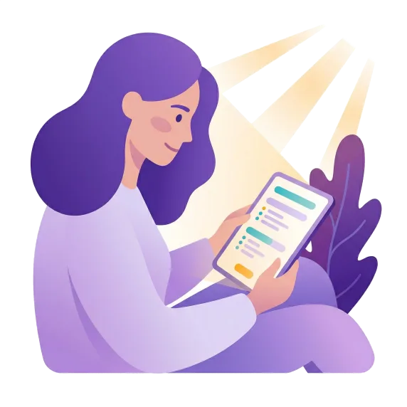 Woman taking the intimate pain quiz on her phone